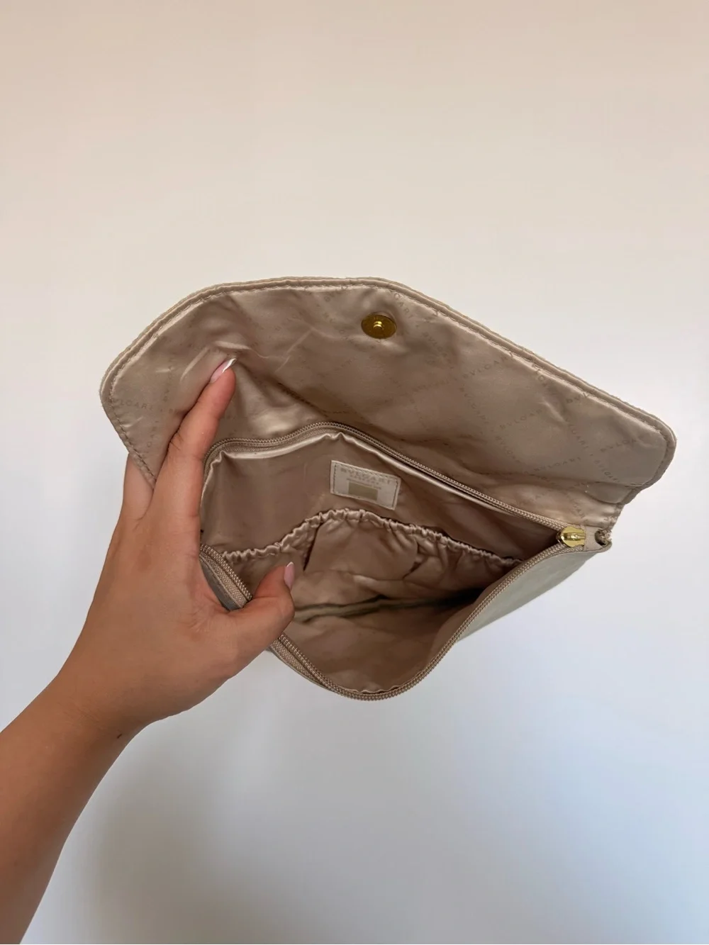 BVLGARI Suede Cosmetic Clutch Bag